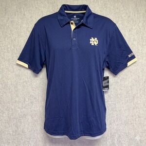 Colosseum Notre Dame Irish Polo Mens XXL Navy Blue Gold Logo NCAA Golf NWT